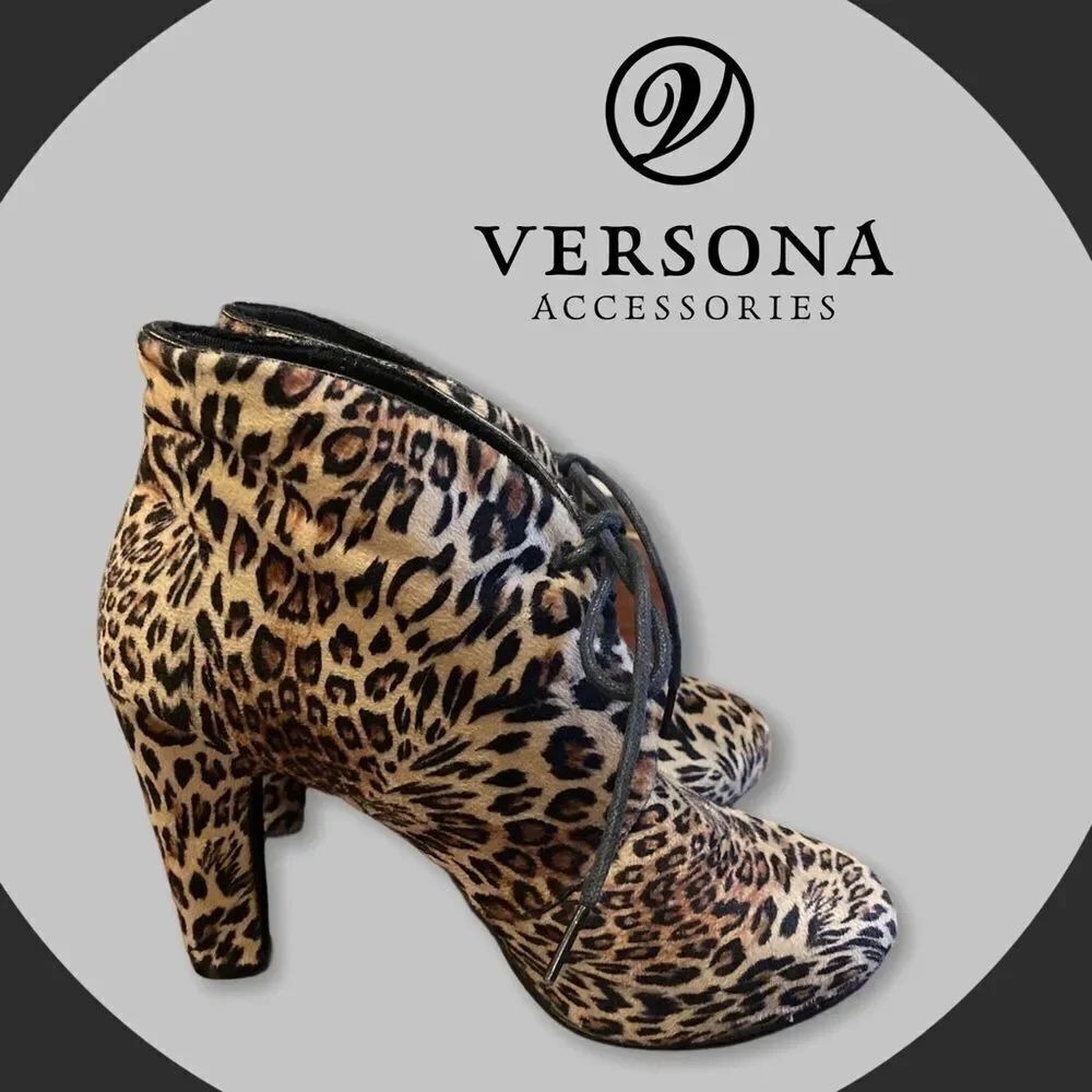 Versona Accessories Cheetah Heeled Ankle Booties 8